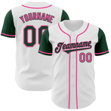 Загрузить изображение в средство просмотра галереи, Custom White Green-Pink Authentic Two Tone Baseball Jersey
