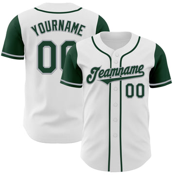 Custom White Green-Gray Authentic Two Tone Baseball Jersey