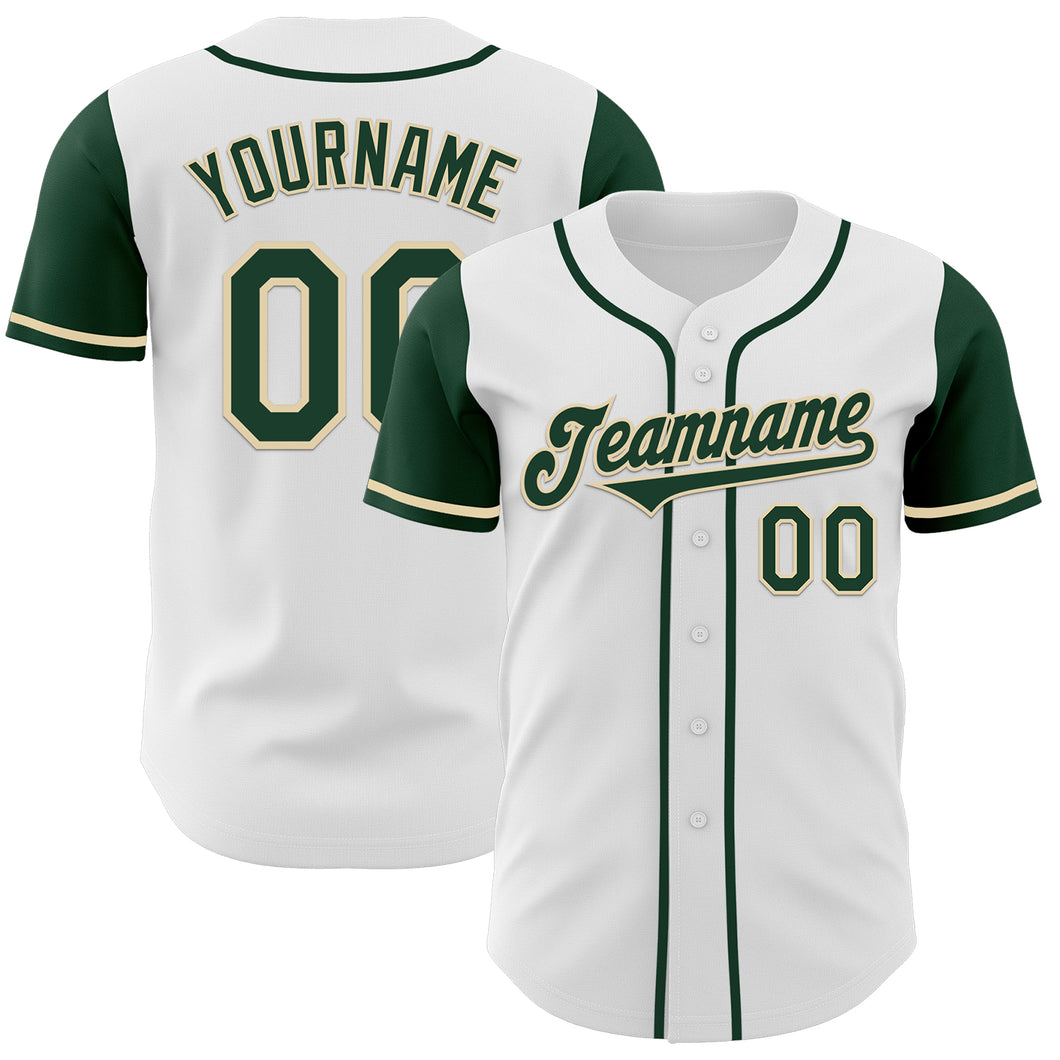 Custom White Green-Cream Authentic Two Tone Baseball Jersey