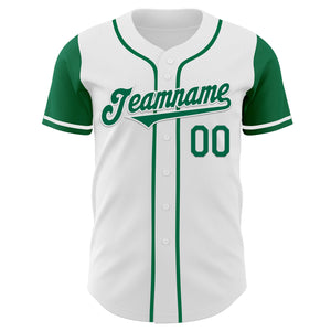 Custom White Kelly Green Authentic Two Tone Baseball Jersey