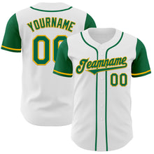 Загрузить изображение в средство просмотра галереи, Custom White Kelly Green-Gold Authentic Two Tone Baseball Jersey
