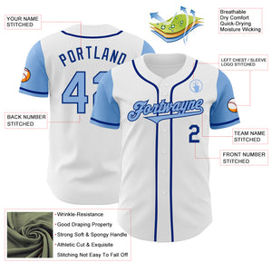 Custom White Light Blue-Royal Authentic Two Tone Baseball Jersey