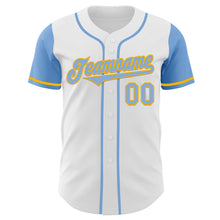 Charger l&#39;image dans la galerie, Custom White Light Blue-Gold Authentic Two Tone Baseball Jersey
