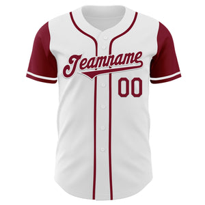 Custom White Crimson Authentic Two Tone Baseball Jersey