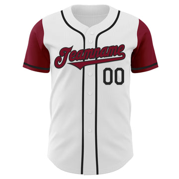 Custom White Crimson-Black Authentic Two Tone Baseball Jersey