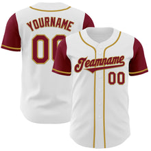 Загрузить изображение в средство просмотра галереи, Custom White Crimson-Old Gold Authentic Two Tone Baseball Jersey
