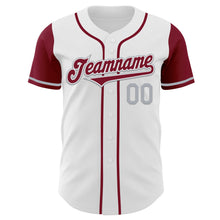 Загрузить изображение в средство просмотра галереи, Custom White Crimson-Gray Authentic Two Tone Baseball Jersey
