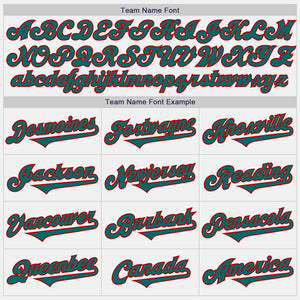 Custom White Teal-Red Authentic Two Tone Baseball Jersey