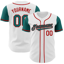 Загрузить изображение в средство просмотра галереи, Custom White Teal-Red Authentic Two Tone Baseball Jersey
