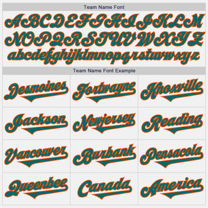 Custom White Teal-Orange Authentic Two Tone Baseball Jersey