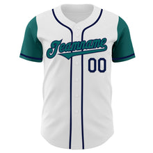 Загрузить изображение в средство просмотра галереи, Custom White Teal-Navy Authentic Two Tone Baseball Jersey
