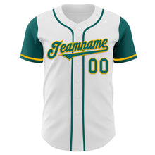 Загрузить изображение в средство просмотра галереи, Custom White Teal-Gold Authentic Two Tone Baseball Jersey
