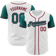 Загрузить изображение в средство просмотра галереи, Custom White Teal-Crimson Authentic Two Tone Baseball Jersey
