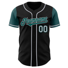 Load image into Gallery viewer, Custom Black Midnight Green-Gray Authentic Two Tone Baseball Jersey
