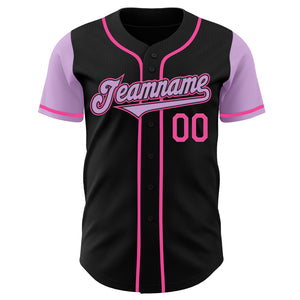 Custom Black Light Purple-Pink Authentic Two Tone Baseball Jersey