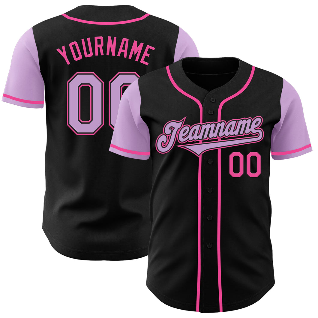 Custom Black Light Purple-Pink Authentic Two Tone Baseball Jersey