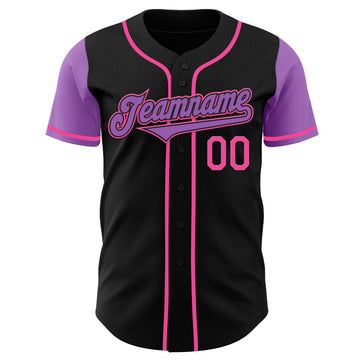 Custom Black Medium Purple-Pink Authentic Two Tone Baseball Jersey