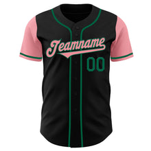 Load image into Gallery viewer, Custom Black Medium Pink-Kelly Green Authentic Two Tone Baseball Jersey
