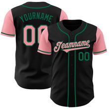 Load image into Gallery viewer, Custom Black Medium Pink-Kelly Green Authentic Two Tone Baseball Jersey
