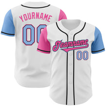 Load image into Gallery viewer, Custom White Light Blue Black-Pink Authentic Two Tone Baseball Jersey
