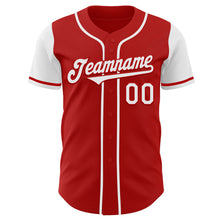 Load image into Gallery viewer, Custom Red White Authentic Two Tone Baseball Jersey
