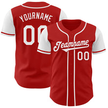 Load image into Gallery viewer, Custom Red White Authentic Two Tone Baseball Jersey
