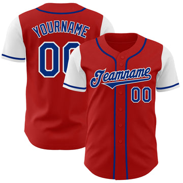 Custom Red Royal-White Authentic Two Tone Baseball Jersey