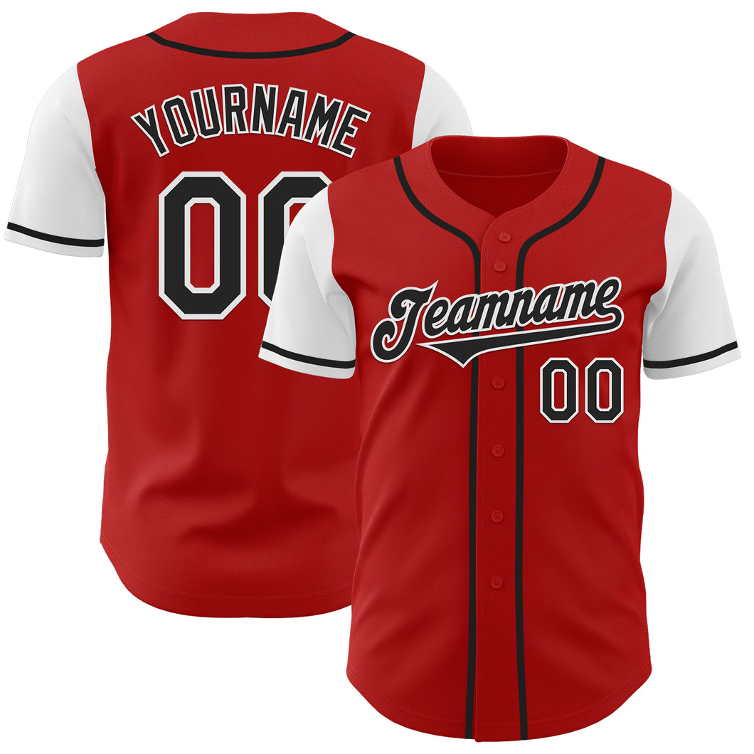 Custom Red Black-White Authentic Two Tone Baseball Jersey