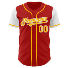 Load image into Gallery viewer, Custom Red Gold-White Authentic Two Tone Baseball Jersey
