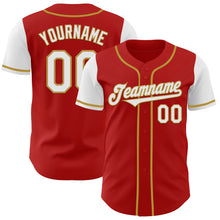 Charger l&#39;image dans la galerie, Custom Red White-Old Gold Authentic Two Tone Baseball Jersey
