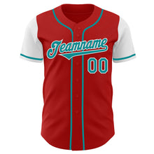 Load image into Gallery viewer, Custom Red Teal-White Authentic Two Tone Baseball Jersey
