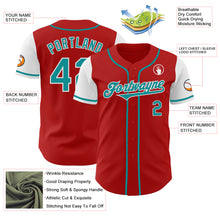 Load image into Gallery viewer, Custom Red Teal-White Authentic Two Tone Baseball Jersey
