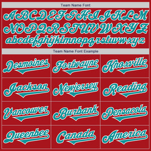 Custom Red Teal-White Authentic Two Tone Baseball Jersey