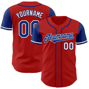 Custom Red Royal-White Authentic Two Tone Baseball Jersey