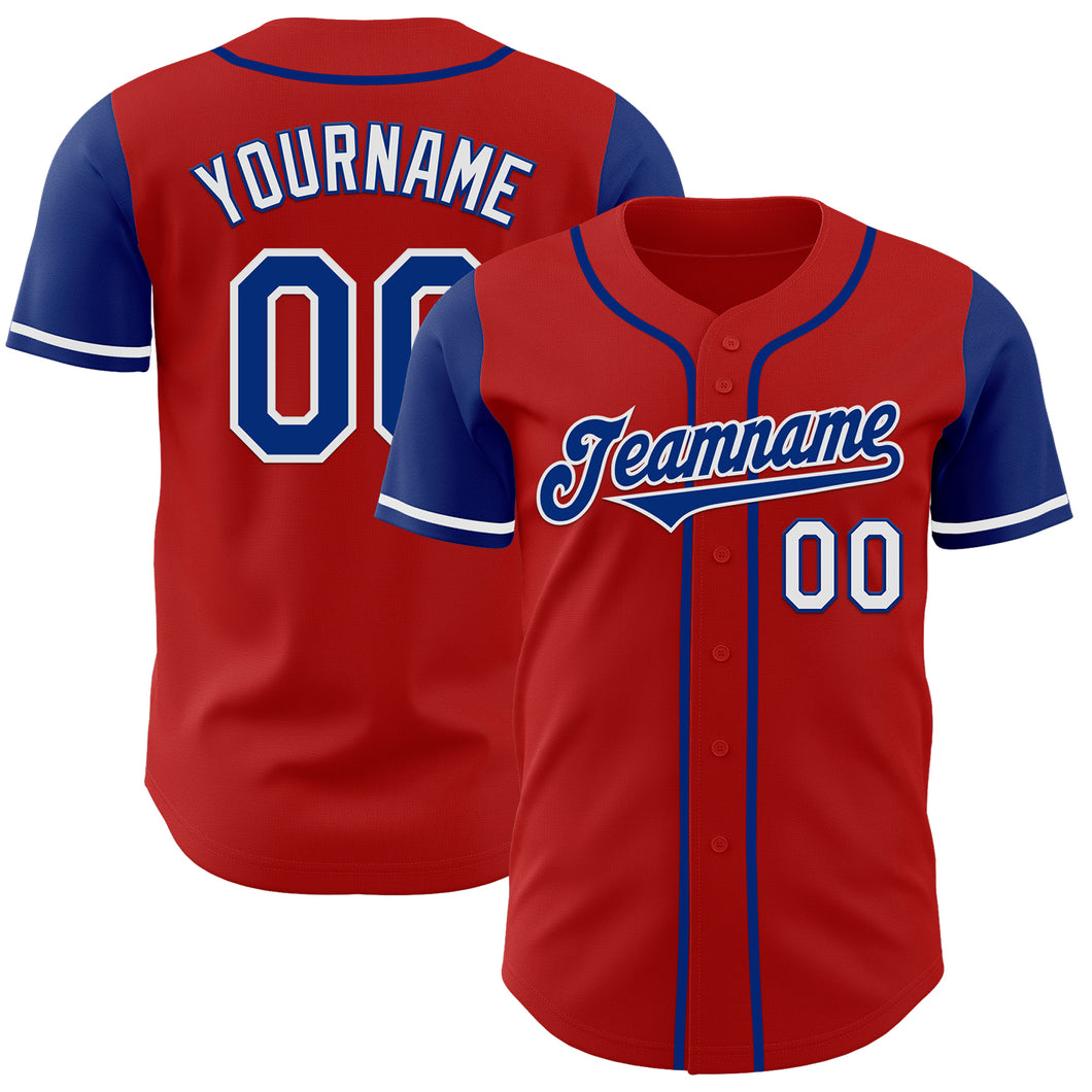 Custom Red Royal-White Authentic Two Tone Baseball Jersey