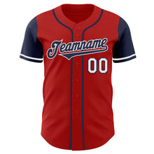 Load image into Gallery viewer, Custom Red Navy-White Authentic Two Tone Baseball Jersey
