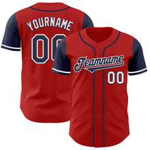 Load image into Gallery viewer, Custom Red Navy-White Authentic Two Tone Baseball Jersey
