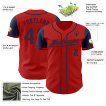 Load image into Gallery viewer, Custom Red Navy Authentic Two Tone Baseball Jersey
