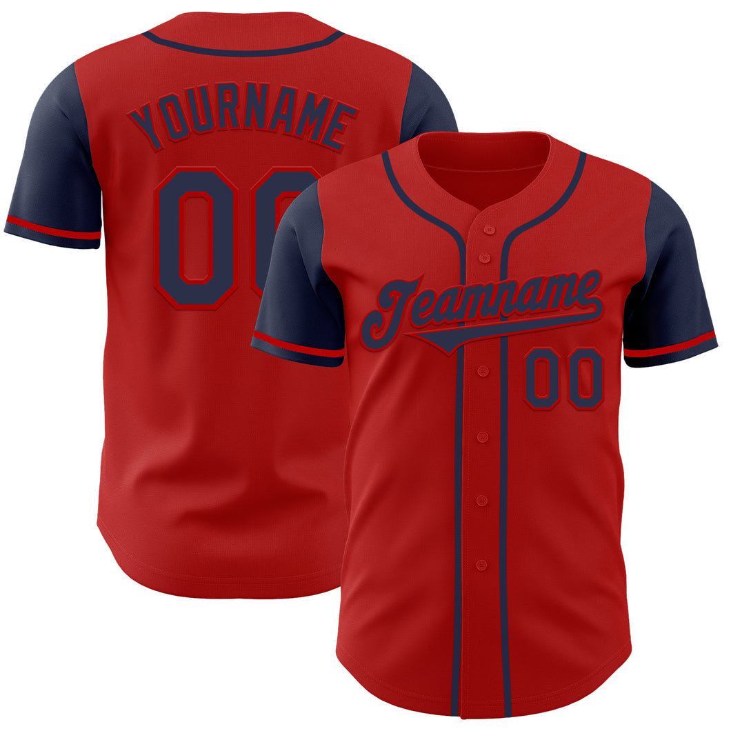 Custom Red Navy Authentic Two Tone Baseball Jersey