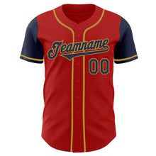 Laden Sie das Bild in den Galerie-Viewer, Custom Red Navy-Old Gold Authentic Two Tone Baseball Jersey
