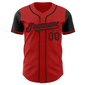 Custom Red Black Authentic Two Tone Baseball Jersey