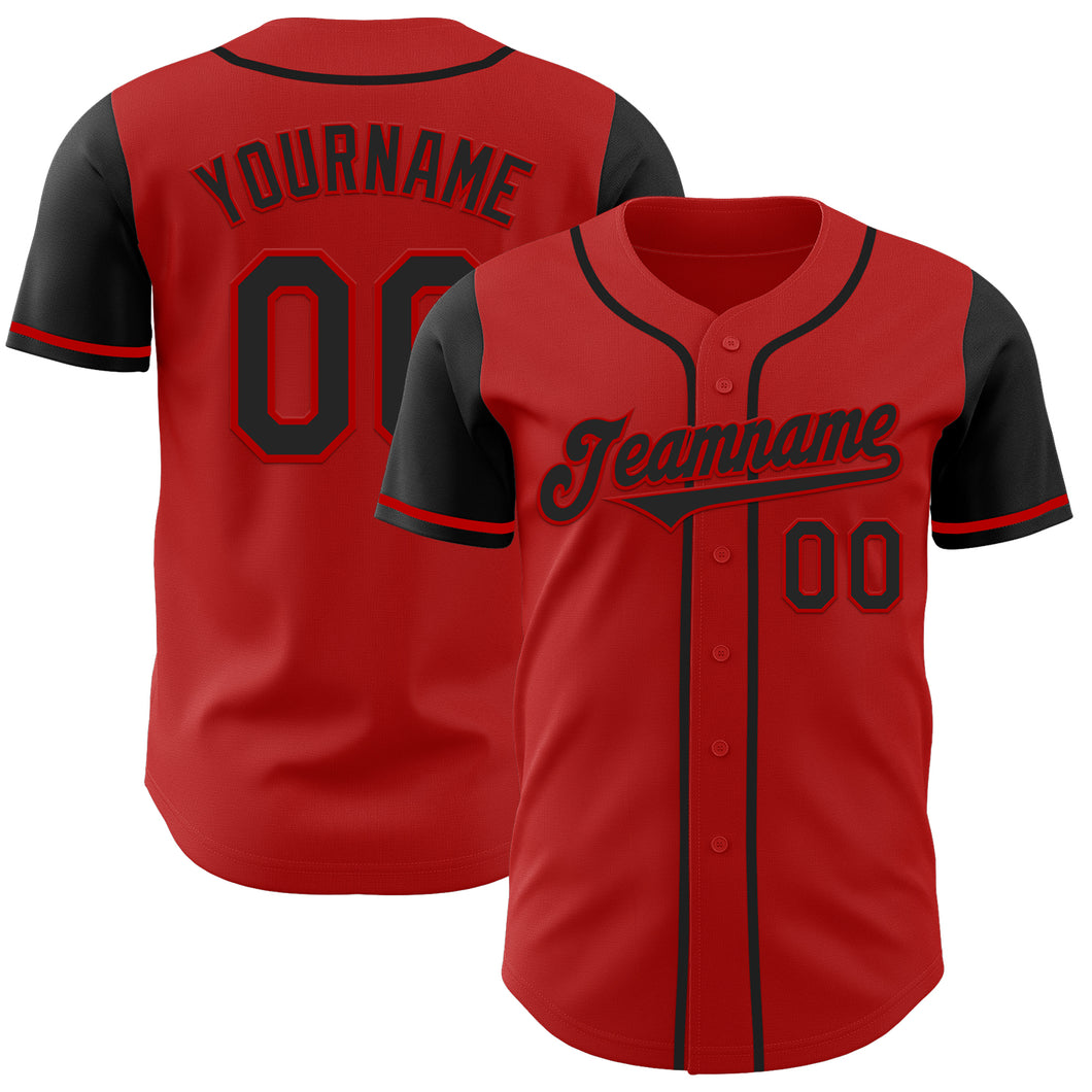 Custom Red Black Authentic Two Tone Baseball Jersey