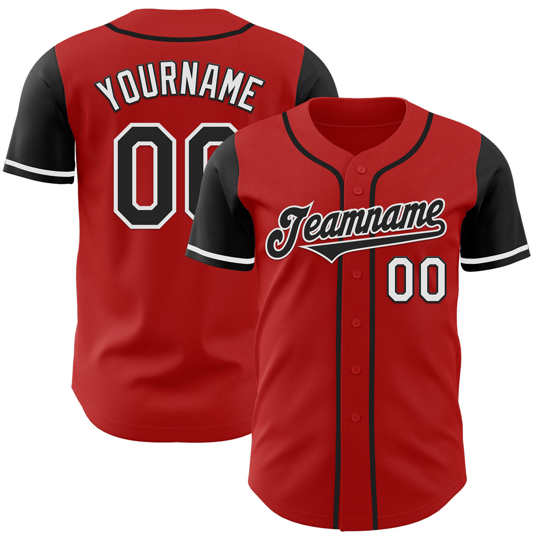 Custom Red Black-White Authentic Two Tone Baseball Jersey