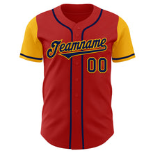 Load image into Gallery viewer, Custom Red Navy-Gold Authentic Two Tone Baseball Jersey
