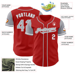 Custom Red Gray-White Authentic Two Tone Baseball Jersey