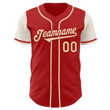 Custom Red Cream Authentic Two Tone Baseball Jersey