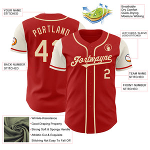 Custom Red Cream Authentic Two Tone Baseball Jersey