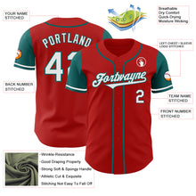 Load image into Gallery viewer, Custom Red White-Teal Authentic Two Tone Baseball Jersey
