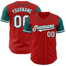 Load image into Gallery viewer, Custom Red White-Teal Authentic Two Tone Baseball Jersey
