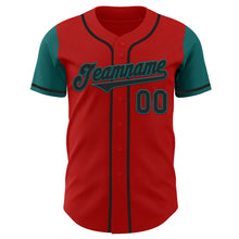 Загрузить изображение в средство просмотра галереи, Custom Red Black-Teal Authentic Two Tone Baseball Jersey
